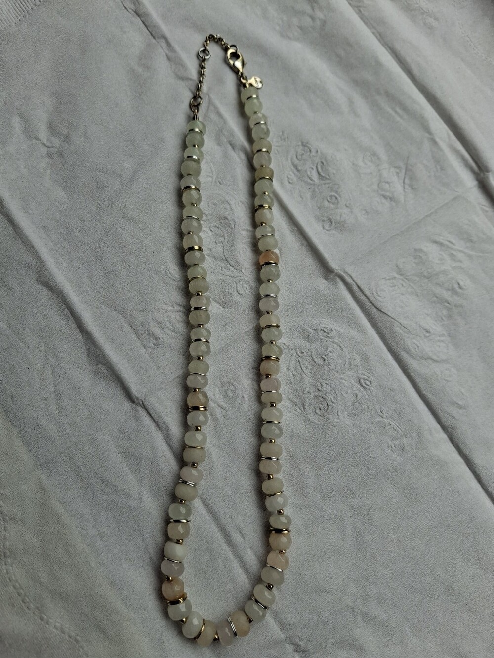 LOFT Beaded White and Gold Accent Necklace
